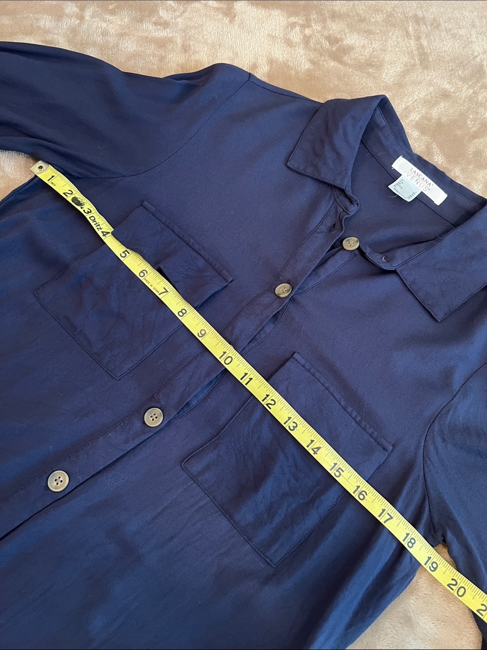 Navy Blue Utility Belted Button Front Shirt Dress in Sz. Small - Picture 4 of 9